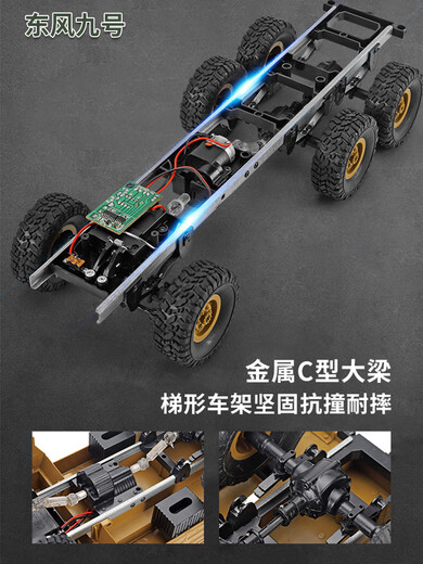 Das Sechsradantrieb Fernbedienungsfahrzeug Off-Road-Lkw-Fernbedienungssteuerung Hochleistungsstärke Elektro-LKW-Kletterwagen RC Model Children's Elektrofahrzeug Dongfeng Nr. 9 Green 47 cm Standard Ein-Elektro-Strom für etwa 30 Minuten