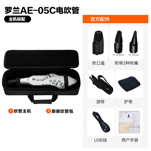 罗兰（Roland）电吹管AE05C自带音源电萨克斯民族音色AE01老年初学入门电子管乐 AE-05C白色