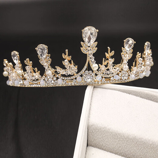 Huaiyin Crown Girl 18. Geburtstag Super Fee Braut Kopfschmuck barock koreanische Hochzeitskronmädchen Einfache Atmosphärische Prinzessin Goldene Krone