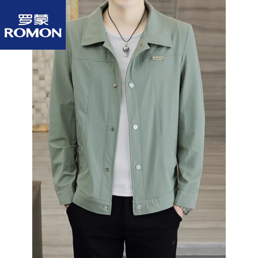 Romon 2025 Comfort Новая мужская куртка тонкая летняя солнцезащитная одежда повседневная мужская дышащая ледяная куртка New Product LH671 Green XL 130-140JIN [JIN равно 0,5 кг]