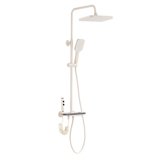 JOMOO official flagship 100% all-copper shower set milk white home bathroom pure white shower set supercharged gun gray hot and cold piano four-speed