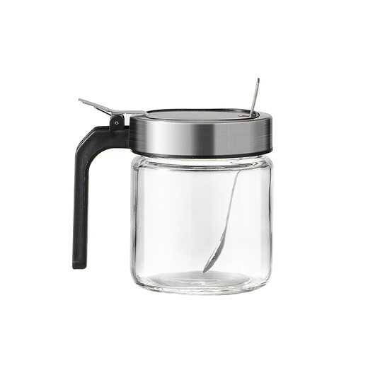 Bodenju high-end kitchen seasoning box salt shaker seasoning jar glass seasoning bottle household seasoning jar storage box combination set lead-free glass (can hold 400g salt) 350ml sharing pack 2 (free stainless steel spoon + label)