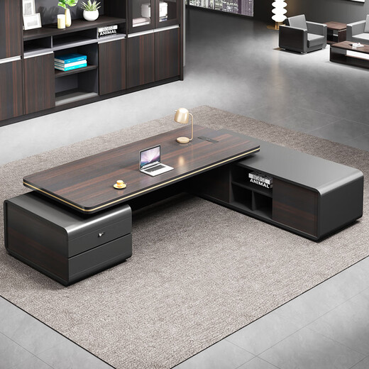 Ancient boss desk, CEO desk, executive desk, supervisor manager desk, office furniture, modern luxury light luxury table and chair combination, 3.0-meter luxury double cabinet CEO desk