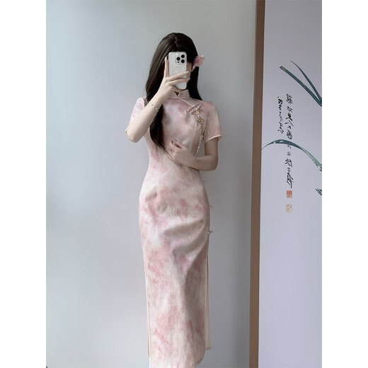 Spring Man Pink 2025 All-inclusive Cheongsam Women's New Chinese Style Young Style Engagement High-end Atmosphere Upgrade Slim Pink S