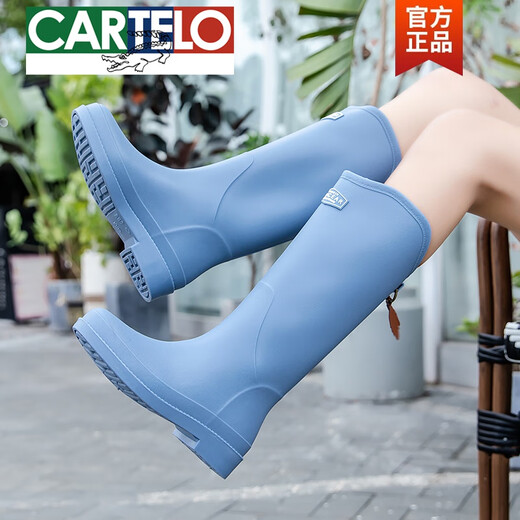 卡帝乐鳄鱼（CARTELO）外穿雨鞋女特高筒夏季时尚雨靴女士成人长筒水鞋防滑胶鞋马丁水靴 689黑色-单鞋(标准码)胖小腿有肉 36