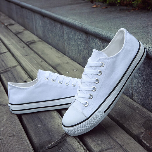 
European Pastoral Couple Canvas Shoes Men's 2025 Summer New Low Top Casual Sports Shoes Men's Trendy and Versatile (PJ) 6621 White 44