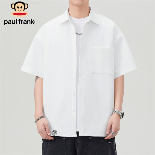 Big Mund Monkey (Paul Frank) kurzärärmiges Hemd Männer Sommer Trendy Casual Shirt Männer Solid Color Top einfache Jacke Männer weiß XL