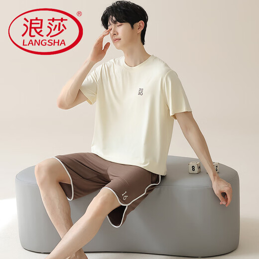 浪莎（LangSha）睡衣情侣装一男一女款2025新款夏天带胸垫莫代尔夏款动人家居服夏 NSN15601男15801女 带胸垫 XL 女款 +男款XL