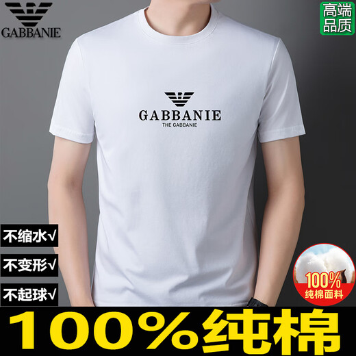 FALAMAONE高端品牌 男士短袖t恤纯棉男装2025新款高端全棉半袖 1518白色 高端100纯棉t恤 M  建议100-115斤