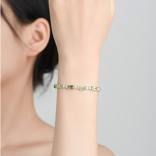 HKHL with certificate 925 silver natural peridot bracelet for women emerald lucky bracelet birthday gift natural peridot bracelet certificate + light luxury gift box