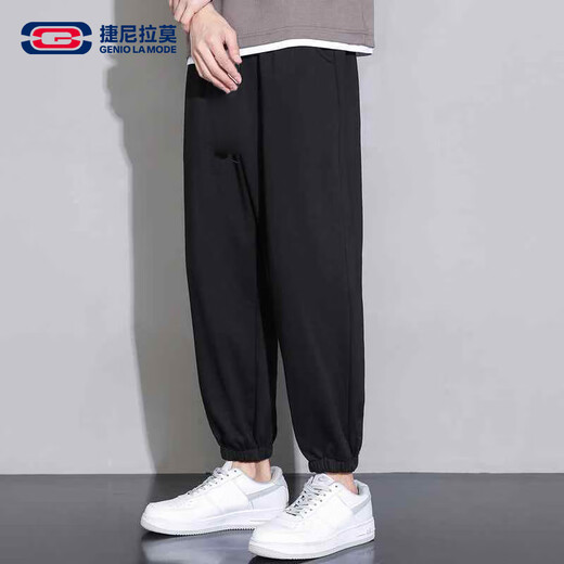 GENIOLAMODE casual pants for men in summer thin loose lace-up solid color men's pants versatile fashion casual pants