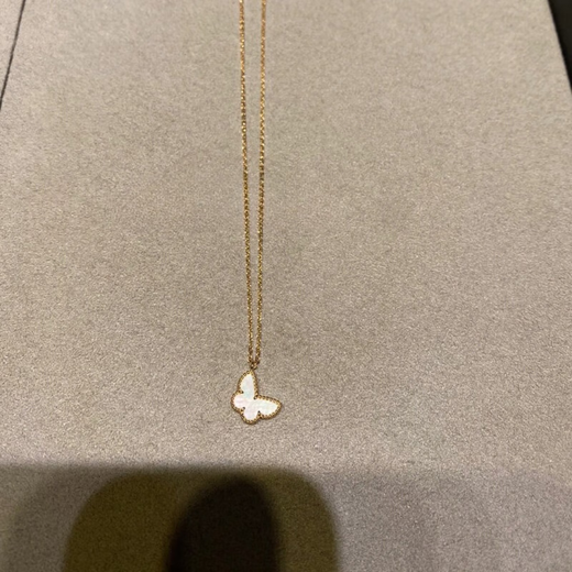 OeinOEIN counter 18k gold rose gold pearl white mother-of-pearl butterfly necklace women's full diamond pendant au750 clavicle chain 18k/rose gold/white mother-of-pearl