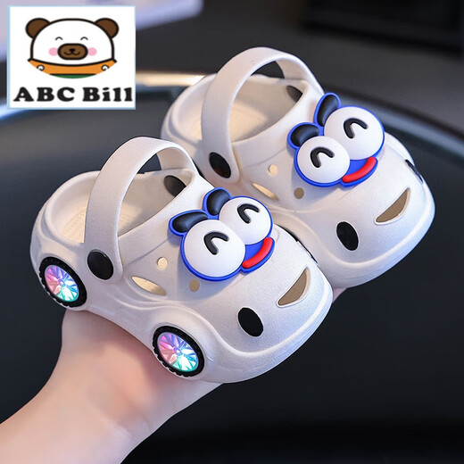 ABC Bill Children's Hole Schuhe für Sommer leuchtend Lichtsportwagen für Jungen und Mädchen Innenhändler Anti-Rutsch-Baby-Baby-Untertaschen Kopf Zwei-Wear-Sandalen 128 Lichter-Weiß (verbesserte Version) 10,5 130 Größe/innere Länge 12,5 cm