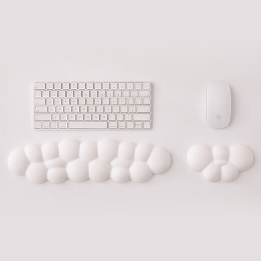 Shanye Yunduo Repose-Poignet pour Clavier, Ensemble d'oreillers pour Mains de Souris en Trois pièces pour Filles, avec Dessous de Verre, Fond antidérapant, Lavable, Mousse à mémoire de Forme, Cuir PU, Blanc Perle