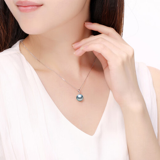 Drops of water form pearls, seawater pearl pendant for women, strong light, high quality, platinum, gray Tahitian black pearl, 18k gold pendant jewelry, 9.0-10.0mm pearls