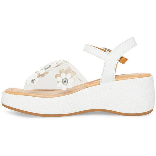 Steve Madden Girls' Shoes Unisex Farrah Wedge Sandals, White White 4 Big Kid