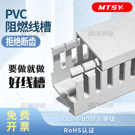 CLCEY quadratischer Kabelkanal, oberflächenmontierter Kunststoff-Elektroschrank-Kabelführungskanal, flammhemmend, grau, U-förmige Öffnung, dichter Zahn-PVC-Kabelkanal, 1 Stück, 2 Meter, geschnitten in 1 Meter für Lieferung 2525