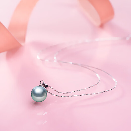 Drops of water form pearls, seawater pearl pendant for women, strong light, high quality, platinum, gray Tahitian black pearl, 18k gold pendant jewelry, 9.0-10.0mm pearls