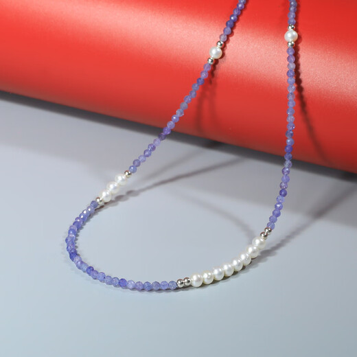 Yadige Yili S925 sterling silver natural aurora pearl tanzanite necklace multi-circle bracelet elegant and fashionable clavicle chain Yili tanzanite necklace 40cm