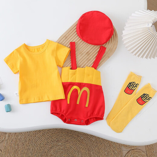 G.DUCKKIDS little yellow duck fart clothes baby clothes summer thin pure cotton newborn jumpsuit male and female baby suspender pants yellow short-sleeved T-shirt 80cm 80 size 7-11 months (recommended for babies 75-)c