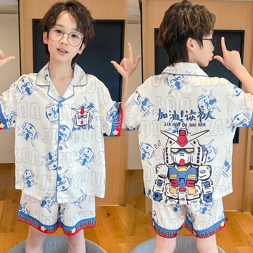 儿童睡衣女孩夏季冰丝短袖薄款母女亲子家居服中大童碧淇学生套装 Q短丝-6629碧琪 女童 120 童12码建议身高115-125CM