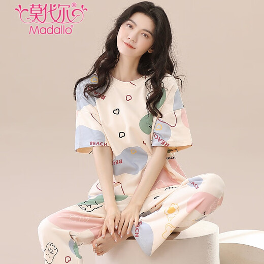 Modal new pajamas for women in summer pure cotton short-sleeved trousers for summer loose can be worn outside for women's home clothes thin two-piece set YS-683 L