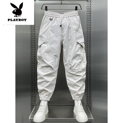 Playboy (Playboy) 2025 Nouveau pantalon de travail décontracté, belles liens à glissière, pantalon harem, pantalon d'automne décontracté à neuf points, nouveau produit masculin, Black L Weight 125-140jin [Jin est égal à 0,5 kg]