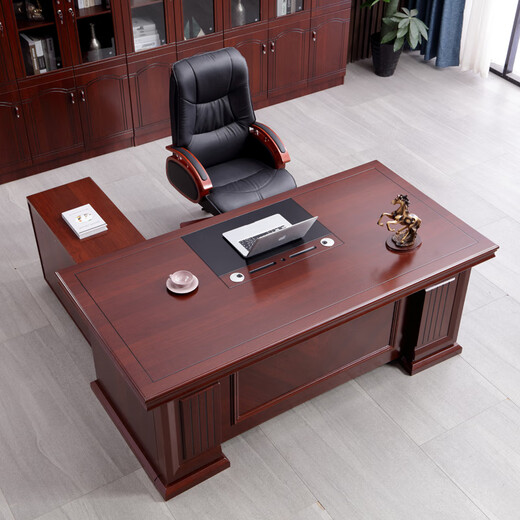 Rulan boss desk office desk and chair combination simple modern high-end office executive desk executive desk president desk single table + small deputy cabinet 1.6 meters