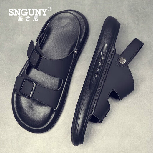SNGUNY高端轻奢品牌凉鞋男2025夏季新款休闲百搭软底沙滩鞋外穿防滑凉 黑色9903 38 (240mm)