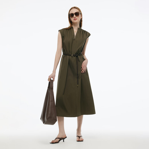 Gloria ärmelloses Kleid für Frauen 2025 neues Sommer -Pendel -Outfit großzügiger und anständiger Rock 1E4C4K740 42G Olivengrün M.