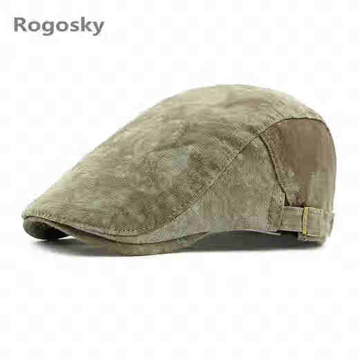 Rogosky counter trendy brand beret women's spring and summer new tie-dyed cotton British retro peaked cap casual sun protection forward cap leather pink one size fits all (55-59cm)