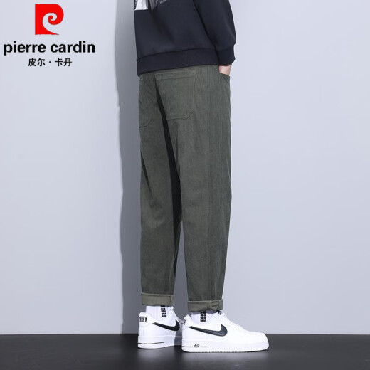 皮尔卡丹（pierre cardin）美式潮牌休闲裤男款春秋季宽松直筒裤男生新款百搭锥形九分长裤子 1049黑色 30