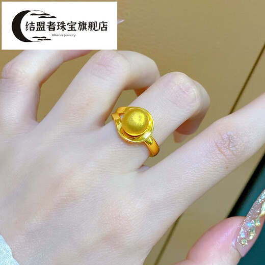 Ally 5D hard gold gold responsive ring for women 999 pure gold new brushed ball ring pure gold index finger ring gift No. 11 about 2.35g