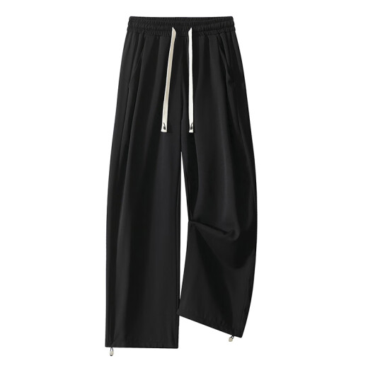 
Huili casual pants men's summer straight wide-leg ice silk pants men's sports versatile trousers men's pants black XL