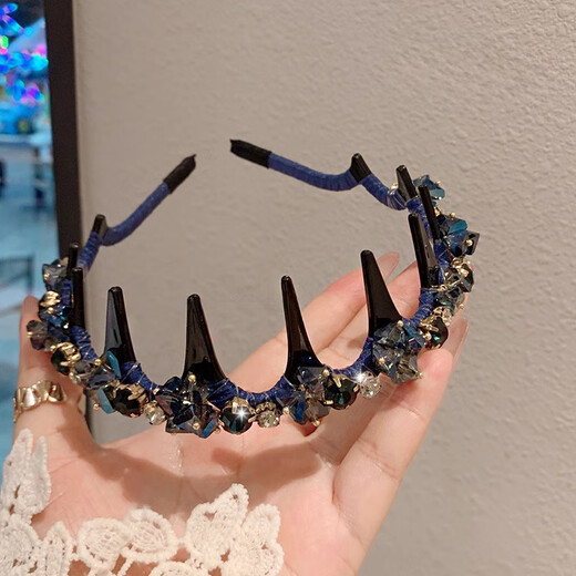 Idel hairband female Korean version 2025 new forest fairy headwear high-end hairpin crystal hair accessories F3290 sea blue hairband