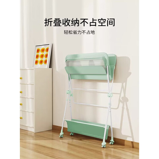 Mesa de pañales de yeehoo mesa de cuidado de bebés recién nacido masaje de ropa y conmovedor bañera mesa de pañal móvil plegable + suministros de baño set de 3 piezas