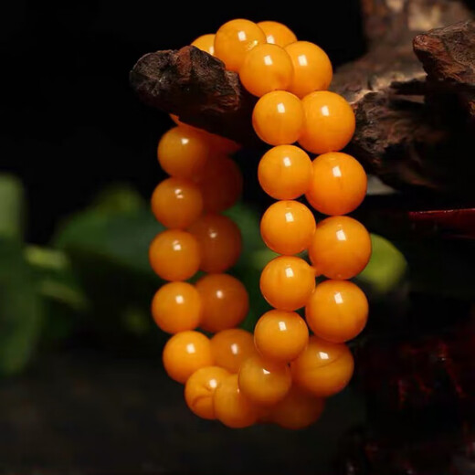 Confucian style, with national inspection certificate, natural raw mineral genuine old beeswax bracelet for men and women, single circle chicken oil yellow beeswax bracelet, old beeswax 16mm (standard men's style)
