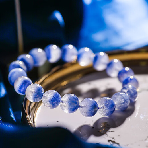 Eternal symbol light luxury brand luxury crystal bracelet Brazilian old mine blue line stone bead bracelet birthday gift for men and women jewelry grade blue line stone about 9mm