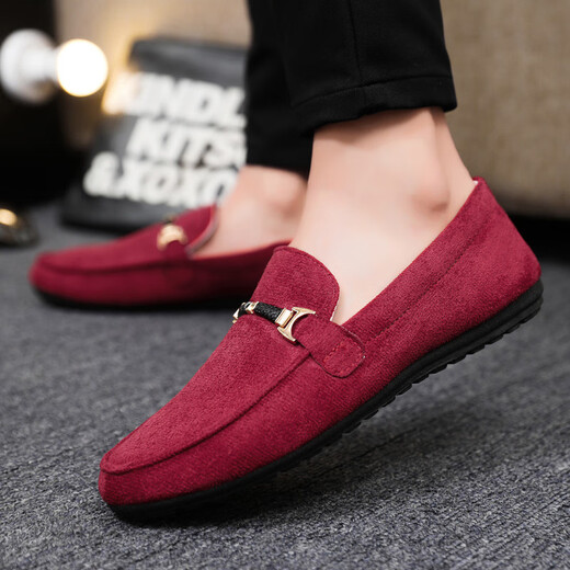 Yiliangying Doudou Shoes Men's Spring 2024 Nuevo mate de cuero de terciopelo inverso y pedaleo Pequeños zapatos de cuero me encantan los zapatos de conducción D753 Azul, disparo pequeño, gran tamaño 39
