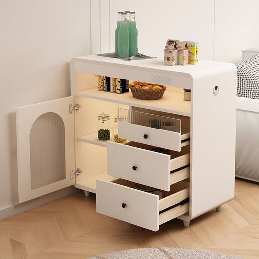 Platinum and cream style lacquered sideboard for home living room kitchen storage storage cabinet integrated wall side cabinet tea cabinet wine cabinet single door cabinet length 81cm high 95cm door-to-door installation