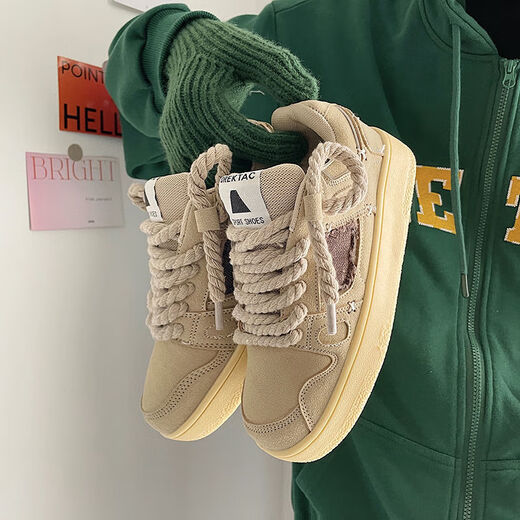 
Huilijun couple bread shoes men's new spring ins college style sports shoes versatile thick sole height-enhancing moral training shoes casual shoes 9920 khaki 40