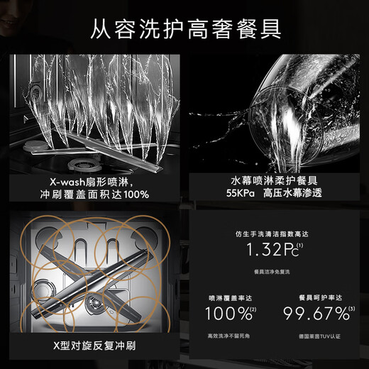 COLMO Black Pearl Dishwasher C3 Household Fully Embedded 18 Sets Large Capacity Massive Washing AI Bionic Hand Wash Water Curtain Spray Seven-Star Disinfection Filter Self-Cleaning CDG18Q-C3-1 Dishwasher Optional Multi-Color Panel