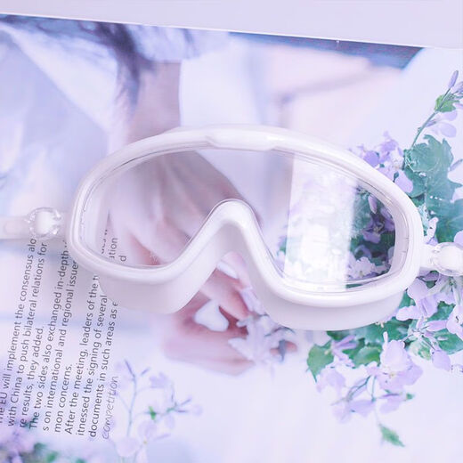 Water Splashing Festival Goggles Swimming Goggles Eye Protection Diving Large Frame Children Adult Men and Women Waterproof Anti-fog Swimming Goggles No Fogging Swimming Cap Set Swimming Set Swimming Cap-+Earplugs Nose Clip+Mirror Case Transparent Large Frame-Phantom Black Collect Baby and Get Nose Clip