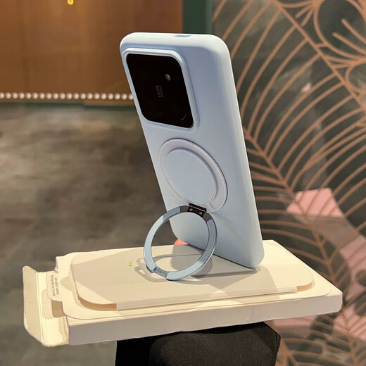 Suitable for Xiaomi 15Pro mobile phone case, new 360 swivel stand, Xiaomi 14pro liquid silicone anti-fingerprint simple matte women's anti-fall skin feel all-inclusive 17Pro dirt-resistant blue mist blue liquid silicone comes with 360 swivel stand Xiaomi 15