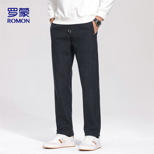 ROMON casual pants men's autumn loose business straight trousers corduroy warm sports pants men ZY02 dark gray X