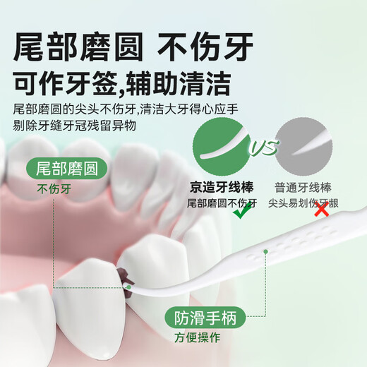京东京造 果味双线抗菌牙线棒50支*4（桃桃乌龙*2青苹果*2）牙签清洁齿缝