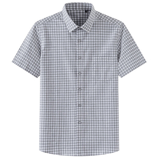 GY Yagel summer off-white pure cotton small plaid short-sleeved shirt for men casual half-sleeved lapel classic plaid F983 3XL 43