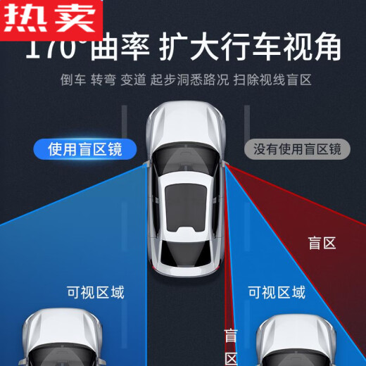 Zuimi German imported quality car lane change blind spot auxiliary mirror rear row b-pillar wide-angle rearview mirror right side front row parallel [embedded] front row A-pillar blind spot auxiliary mirror single-fit (both master and co-pilot can
