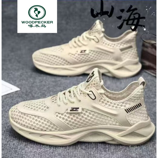 Specht Frühling und Sommer Neue Mesh Schuhe Herren -Mesh atmungsablößere lässige Schuhe Hohlkomfort Herrennetzschuhe unglip weicher Sohle 898m Weiß 39 39