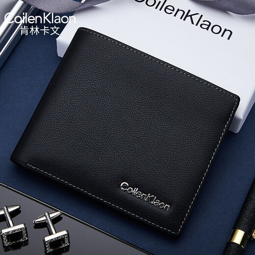 Coilenklaon法国品牌钱包男士真皮休闲横款钱夹多卡位皮夹票夹6002-1  QJ6602-1高档实木礼盒